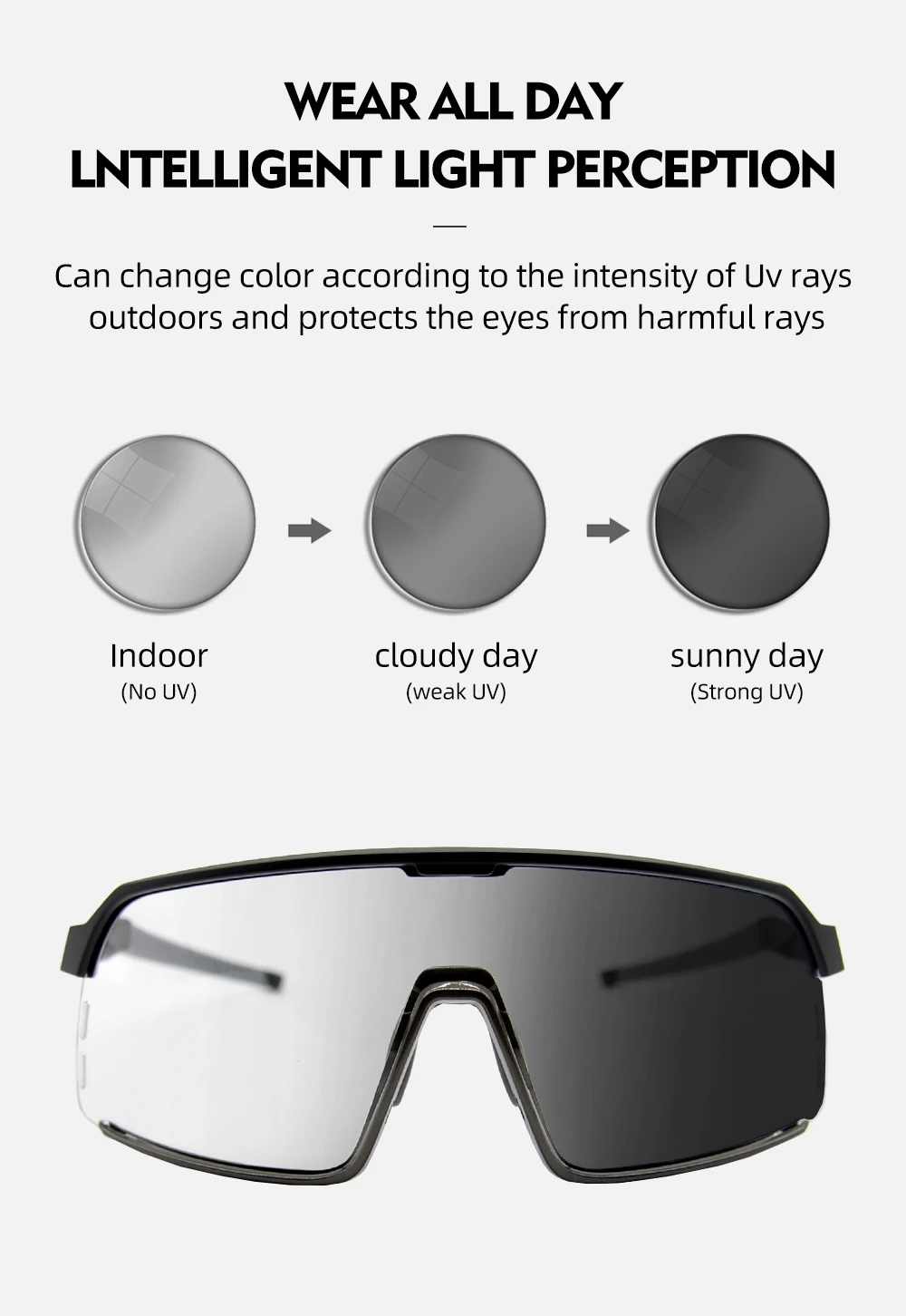 ThinkRider Bike Photochromic Cycling Glasses Bicycle Glasses Sports Men's Sunglasses MTB Road Cycling Eyewear Protection Goggles