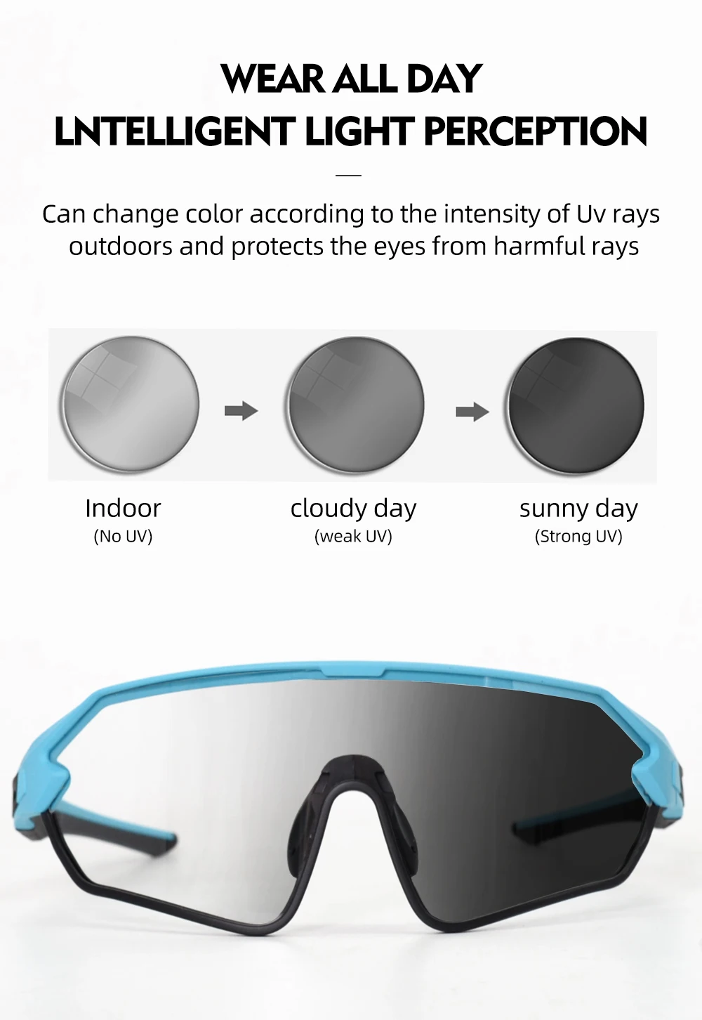 ThinkRider Bike Photochromic Cycling Glasses Bicycle Glasses Sports Men's Sunglasses MTB Road Cycling Eyewear Protection Goggles