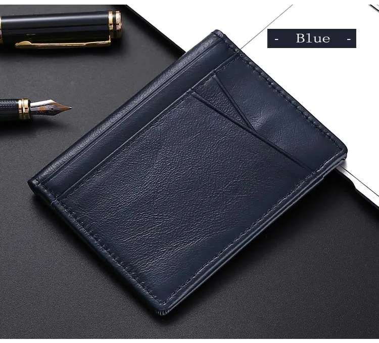 YUECIMIE Men Minimalist Slim Card Holder Genuine Leather Card Wallet Slim Line Thin Mini Small Rfid Passport Id Card Holder Male