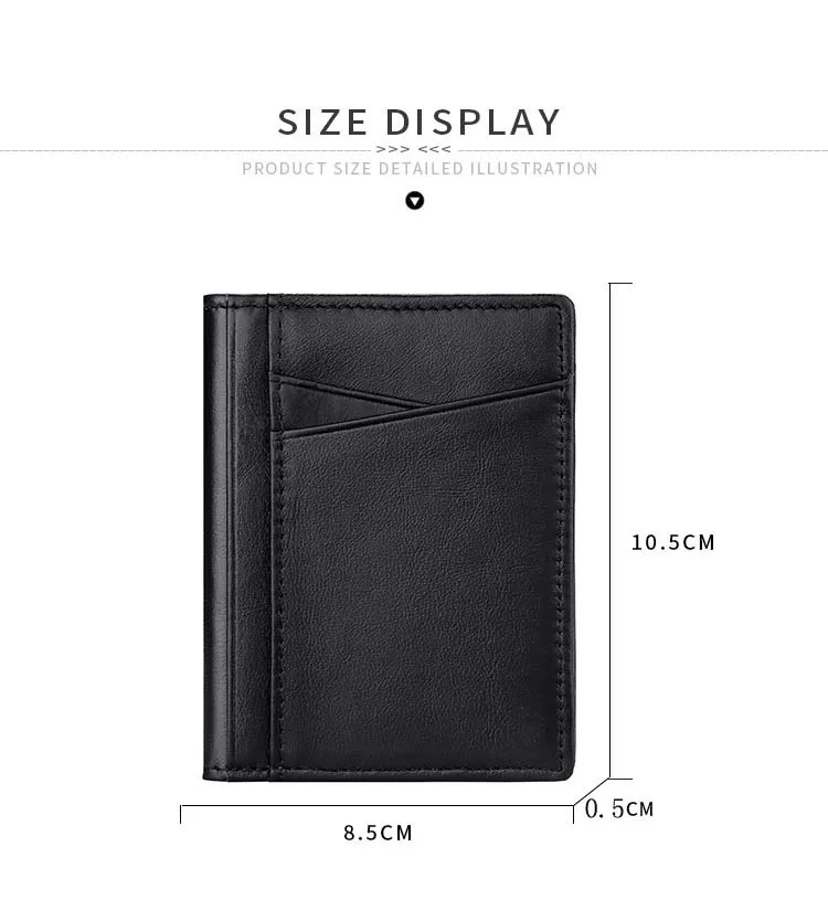 YUECIMIE Men Minimalist Slim Card Holder Genuine Leather Card Wallet Slim Line Thin Mini Small Rfid Passport Id Card Holder Male