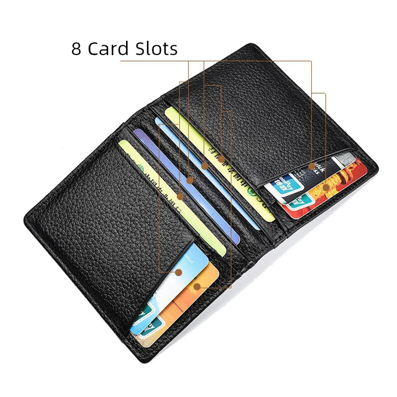 YUECIMIE Men Minimalist Slim Card Holder Genuine Leather Card Wallet Slim Line Thin Mini Small Rfid Passport Id Card Holder Male