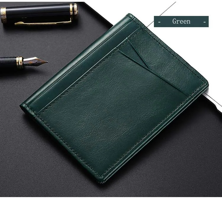 YUECIMIE Men Minimalist Slim Card Holder Genuine Leather Card Wallet Slim Line Thin Mini Small Rfid Passport Id Card Holder Male