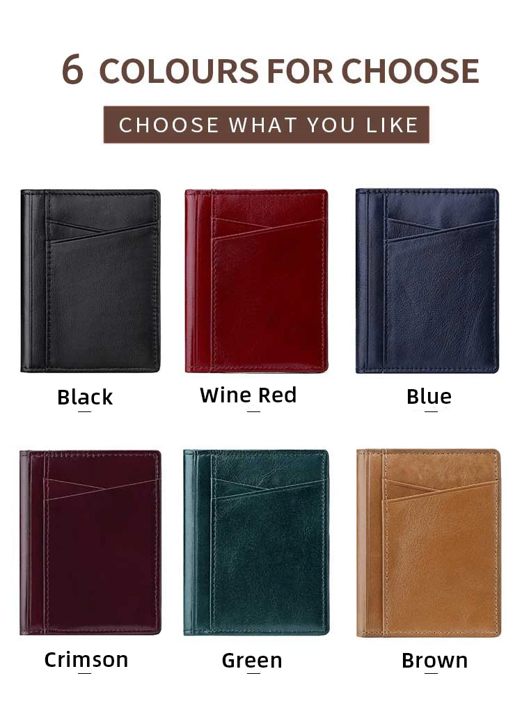 YUECIMIE Men Minimalist Slim Card Holder Genuine Leather Card Wallet Slim Line Thin Mini Small Rfid Passport Id Card Holder Male
