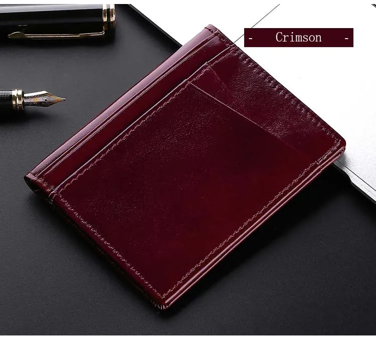 YUECIMIE Men Minimalist Slim Card Holder Genuine Leather Card Wallet Slim Line Thin Mini Small Rfid Passport Id Card Holder Male