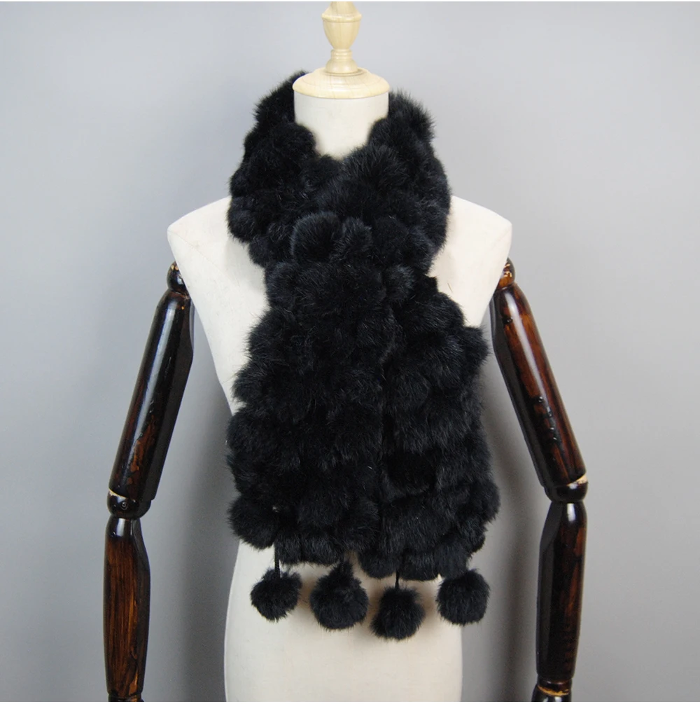 2025 Women Winter Warm Real Rabbit Fur Scarf Hot Sale Natural Rabbit Fur Muffler Lady 100% Genuine Fur Scarves Wholesale Retail