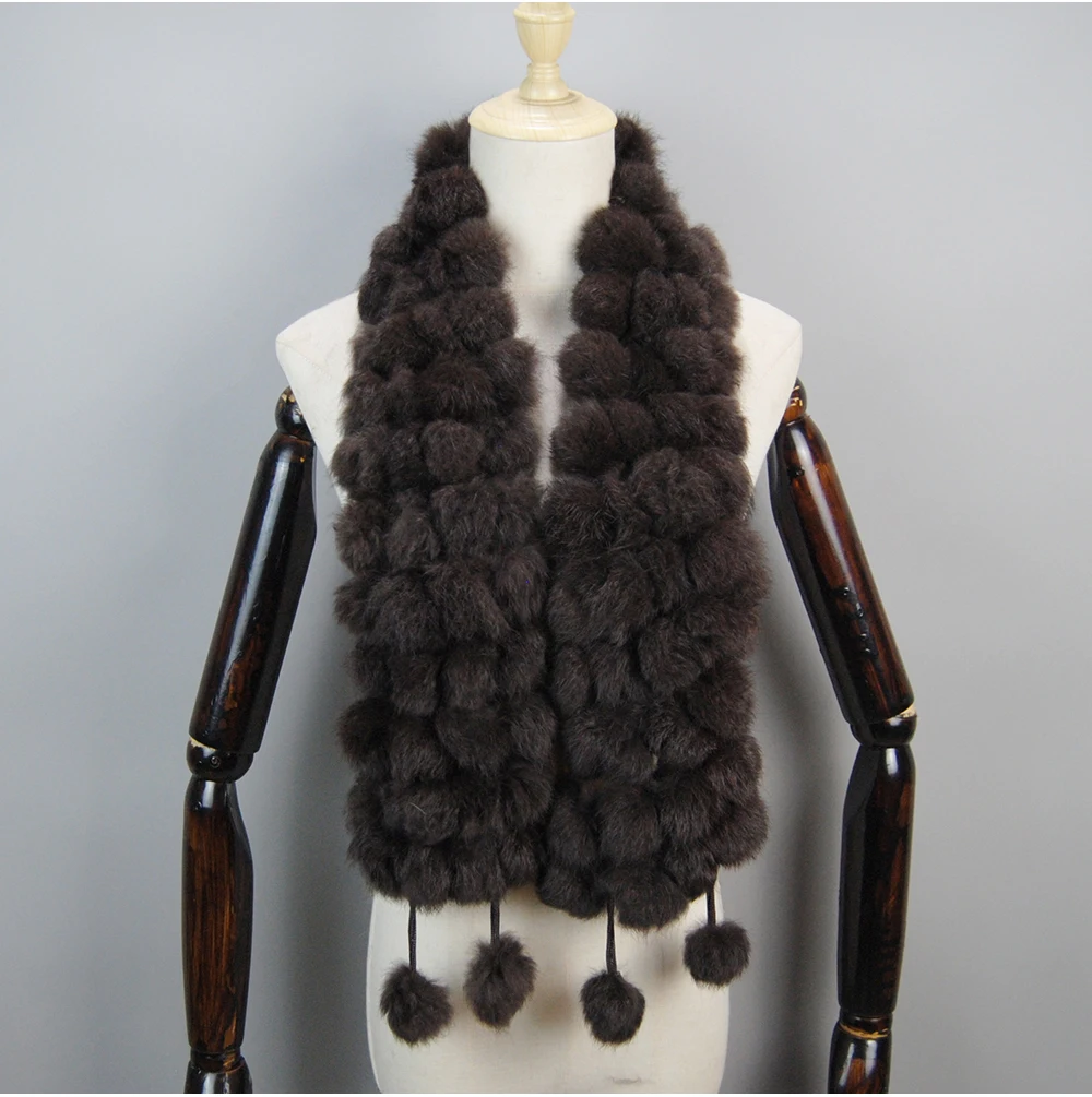 2025 Women Winter Warm Real Rabbit Fur Scarf Hot Sale Natural Rabbit Fur Muffler Lady 100% Genuine Fur Scarves Wholesale Retail