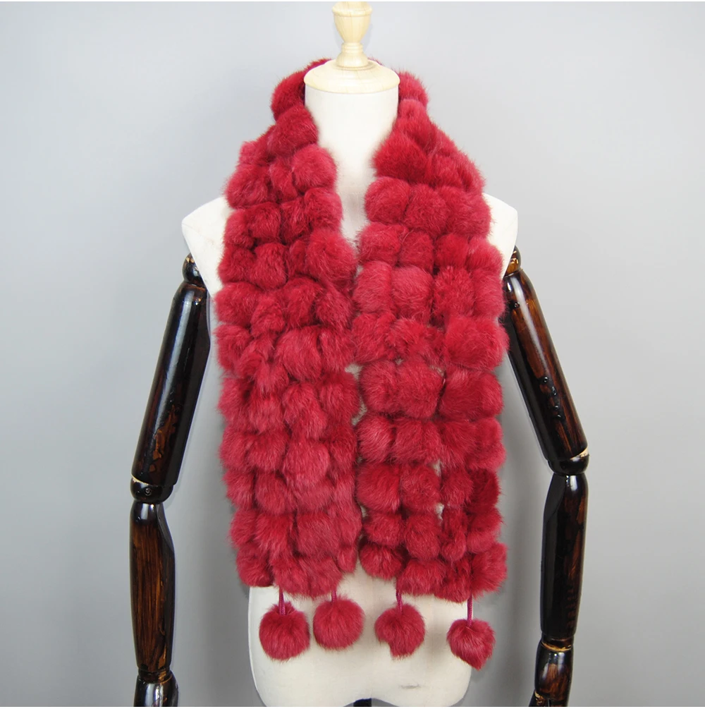 2025 Women Winter Warm Real Rabbit Fur Scarf Hot Sale Natural Rabbit Fur Muffler Lady 100% Genuine Fur Scarves Wholesale Retail