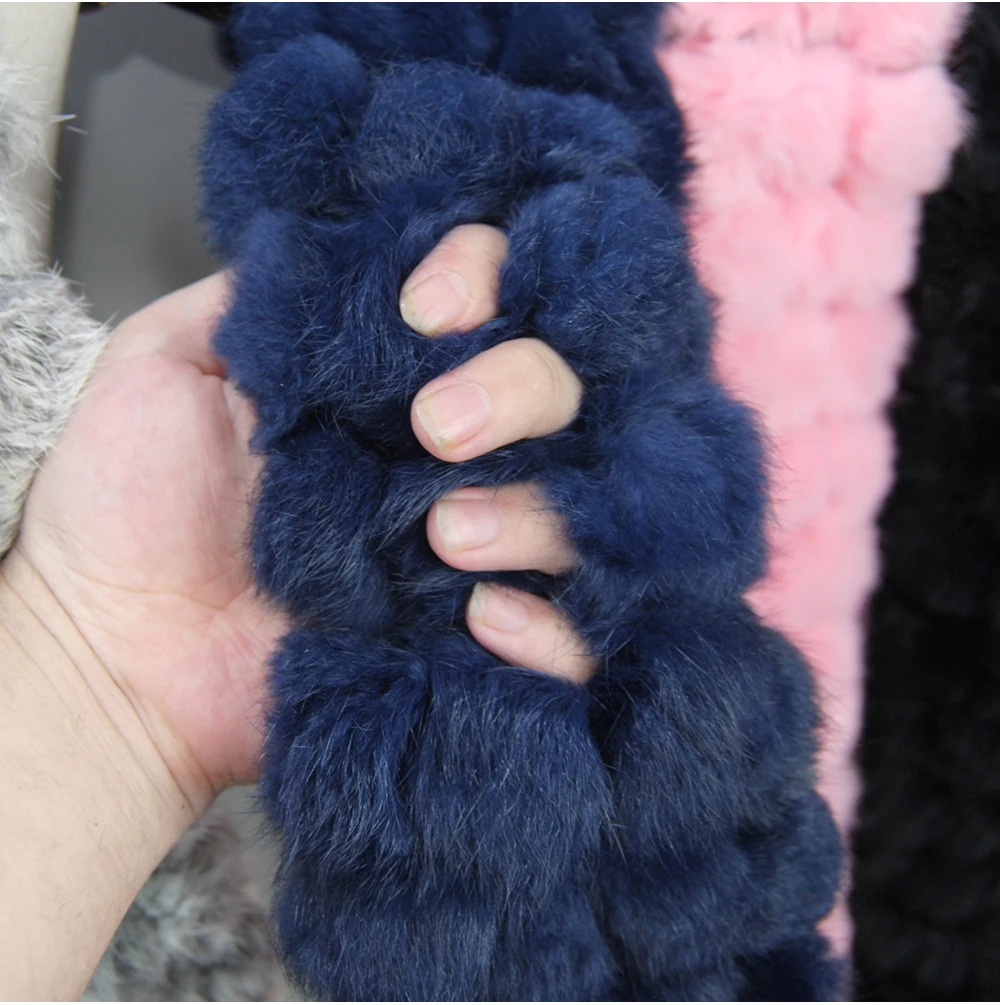 2025 Women Winter Warm Real Rabbit Fur Scarf Hot Sale Natural Rabbit Fur Muffler Lady 100% Genuine Fur Scarves Wholesale Retail