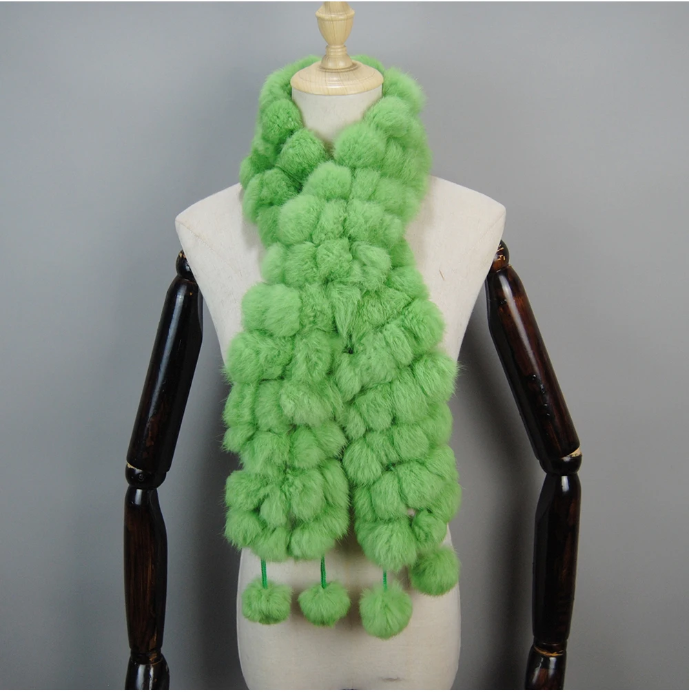 2025 Women Winter Warm Real Rabbit Fur Scarf Hot Sale Natural Rabbit Fur Muffler Lady 100% Genuine Fur Scarves Wholesale Retail