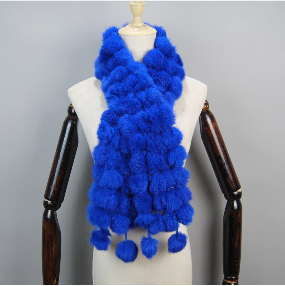 2025 Women Winter Warm Real Rabbit Fur Scarf Hot Sale Natural Rabbit Fur Muffler Lady 100% Genuine Fur Scarves Wholesale Retail