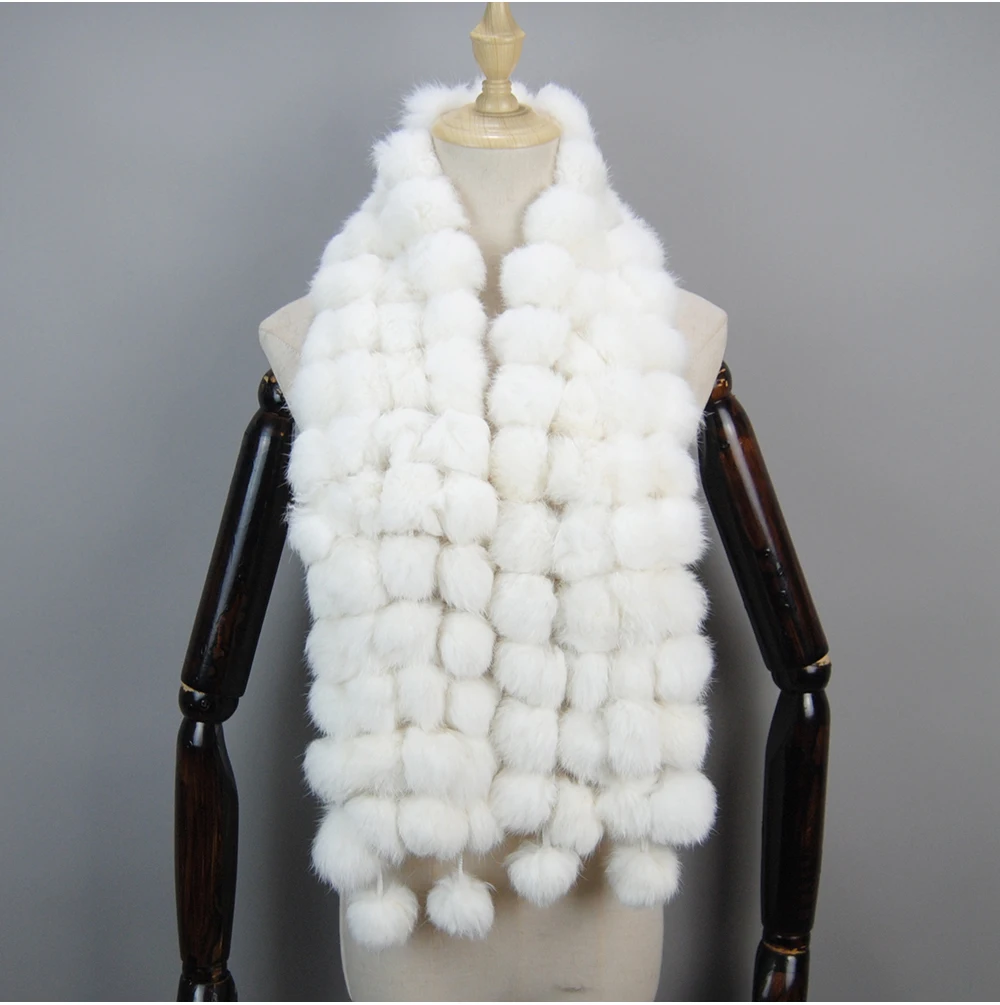 2025 Women Winter Warm Real Rabbit Fur Scarf Hot Sale Natural Rabbit Fur Muffler Lady 100% Genuine Fur Scarves Wholesale Retail