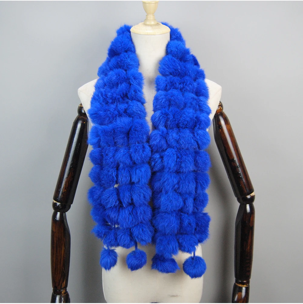 2025 Women Winter Warm Real Rabbit Fur Scarf Hot Sale Natural Rabbit Fur Muffler Lady 100% Genuine Fur Scarves Wholesale Retail
