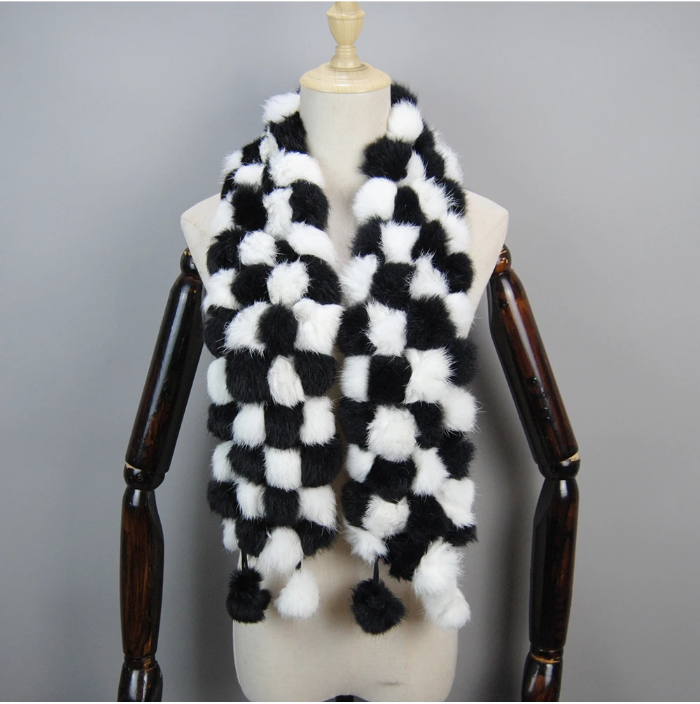 2025 Women Winter Warm Real Rabbit Fur Scarf Hot Sale Natural Rabbit Fur Muffler Lady 100% Genuine Fur Scarves Wholesale Retail