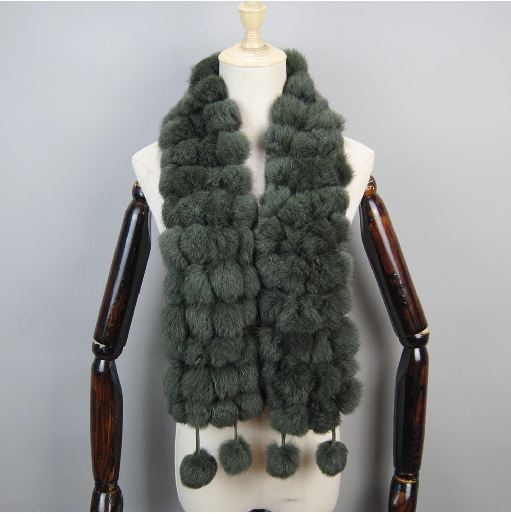 2025 Women Winter Warm Real Rabbit Fur Scarf Hot Sale Natural Rabbit Fur Muffler Lady 100% Genuine Fur Scarves Wholesale Retail