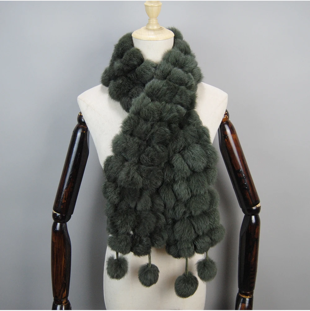 2025 Women Winter Warm Real Rabbit Fur Scarf Hot Sale Natural Rabbit Fur Muffler Lady 100% Genuine Fur Scarves Wholesale Retail