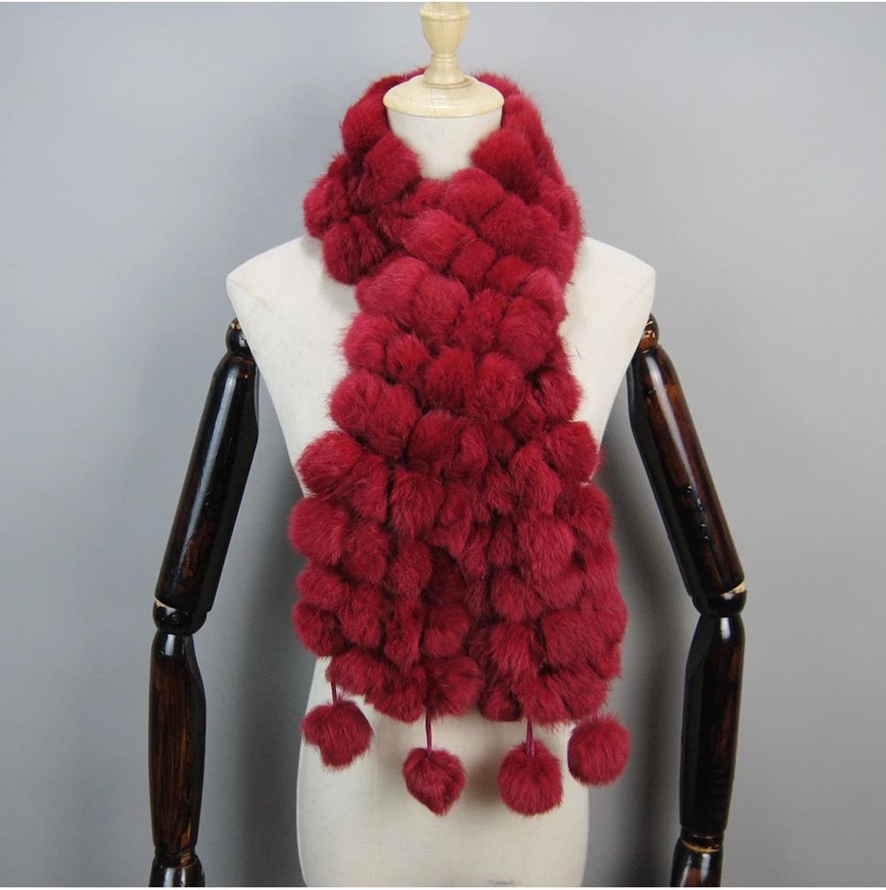 2025 Women Winter Warm Real Rabbit Fur Scarf Hot Sale Natural Rabbit Fur Muffler Lady 100% Genuine Fur Scarves Wholesale Retail