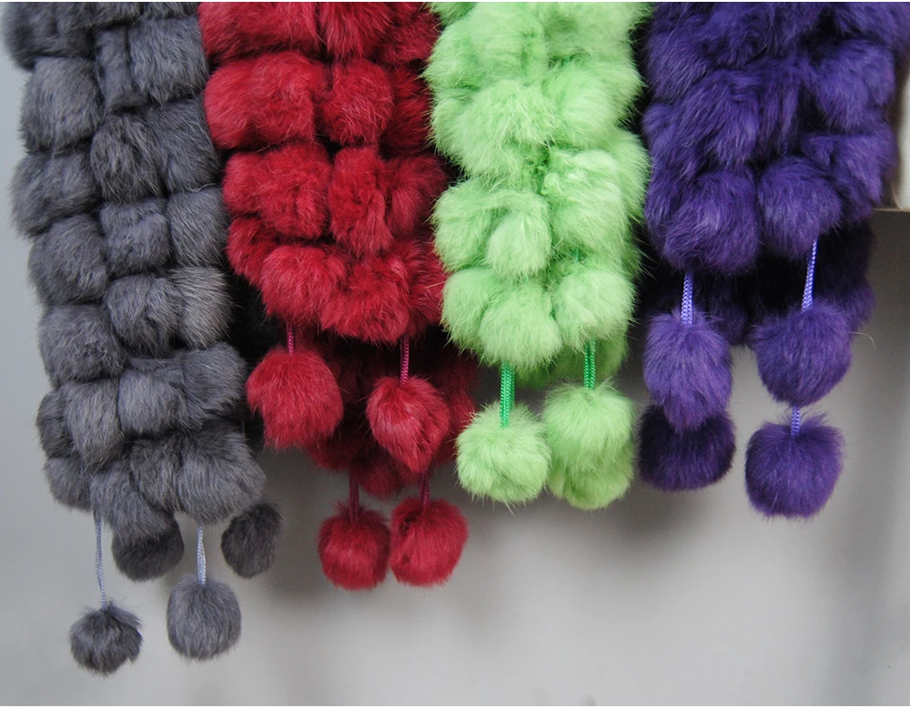 2025 Women Winter Warm Real Rabbit Fur Scarf Hot Sale Natural Rabbit Fur Muffler Lady 100% Genuine Fur Scarves Wholesale Retail