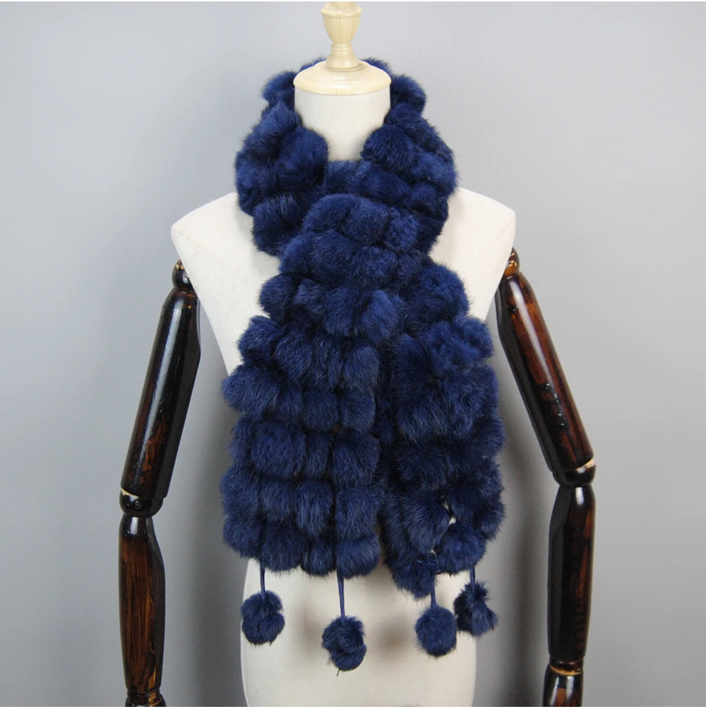 2025 Women Winter Warm Real Rabbit Fur Scarf Hot Sale Natural Rabbit Fur Muffler Lady 100% Genuine Fur Scarves Wholesale Retail