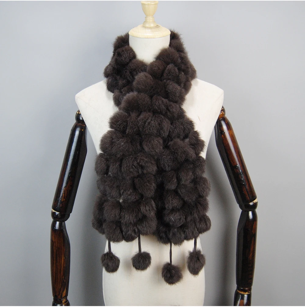 2025 Women Winter Warm Real Rabbit Fur Scarf Hot Sale Natural Rabbit Fur Muffler Lady 100% Genuine Fur Scarves Wholesale Retail