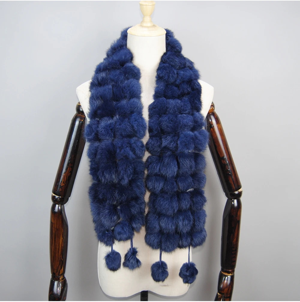 2025 Women Winter Warm Real Rabbit Fur Scarf Hot Sale Natural Rabbit Fur Muffler Lady 100% Genuine Fur Scarves Wholesale Retail