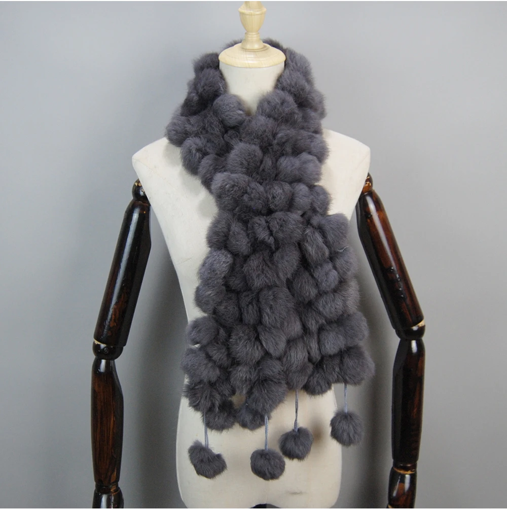 2025 Women Winter Warm Real Rabbit Fur Scarf Hot Sale Natural Rabbit Fur Muffler Lady 100% Genuine Fur Scarves Wholesale Retail