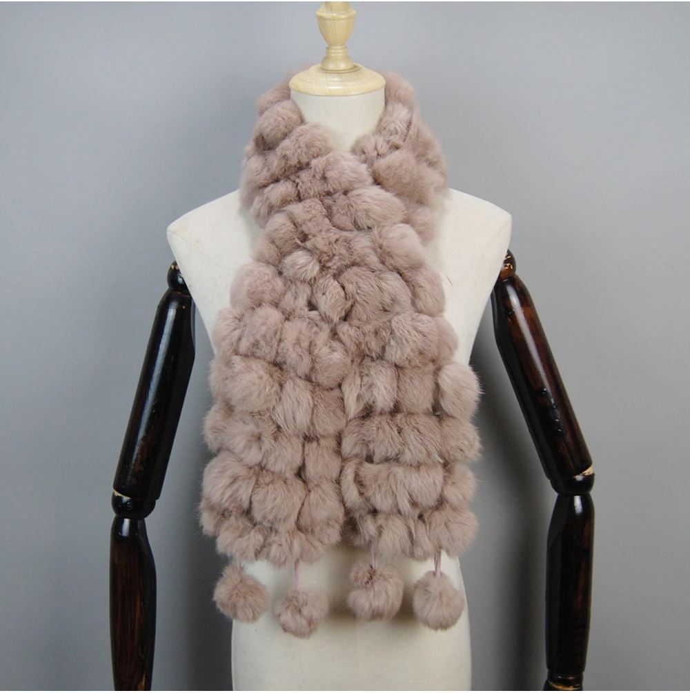 2025 Women Winter Warm Real Rabbit Fur Scarf Hot Sale Natural Rabbit Fur Muffler Lady 100% Genuine Fur Scarves Wholesale Retail