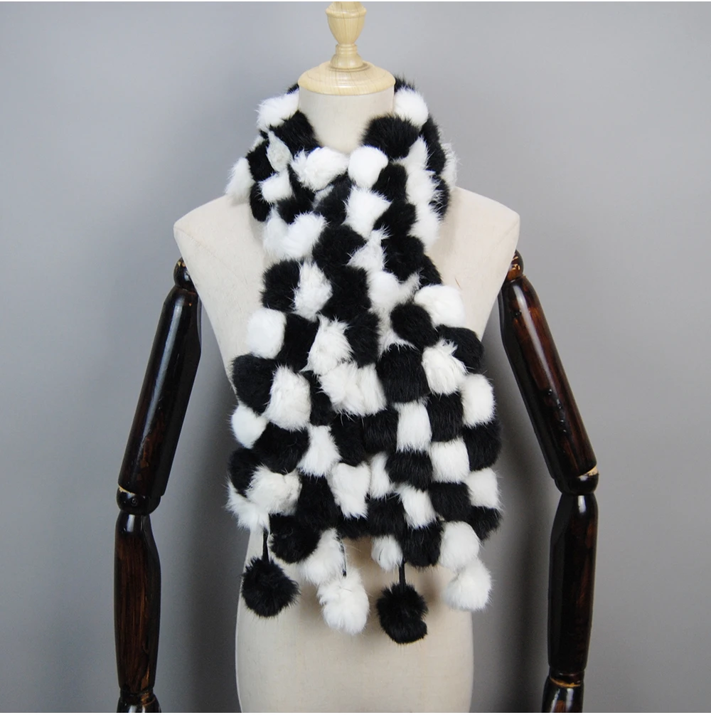 2025 Women Winter Warm Real Rabbit Fur Scarf Hot Sale Natural Rabbit Fur Muffler Lady 100% Genuine Fur Scarves Wholesale Retail