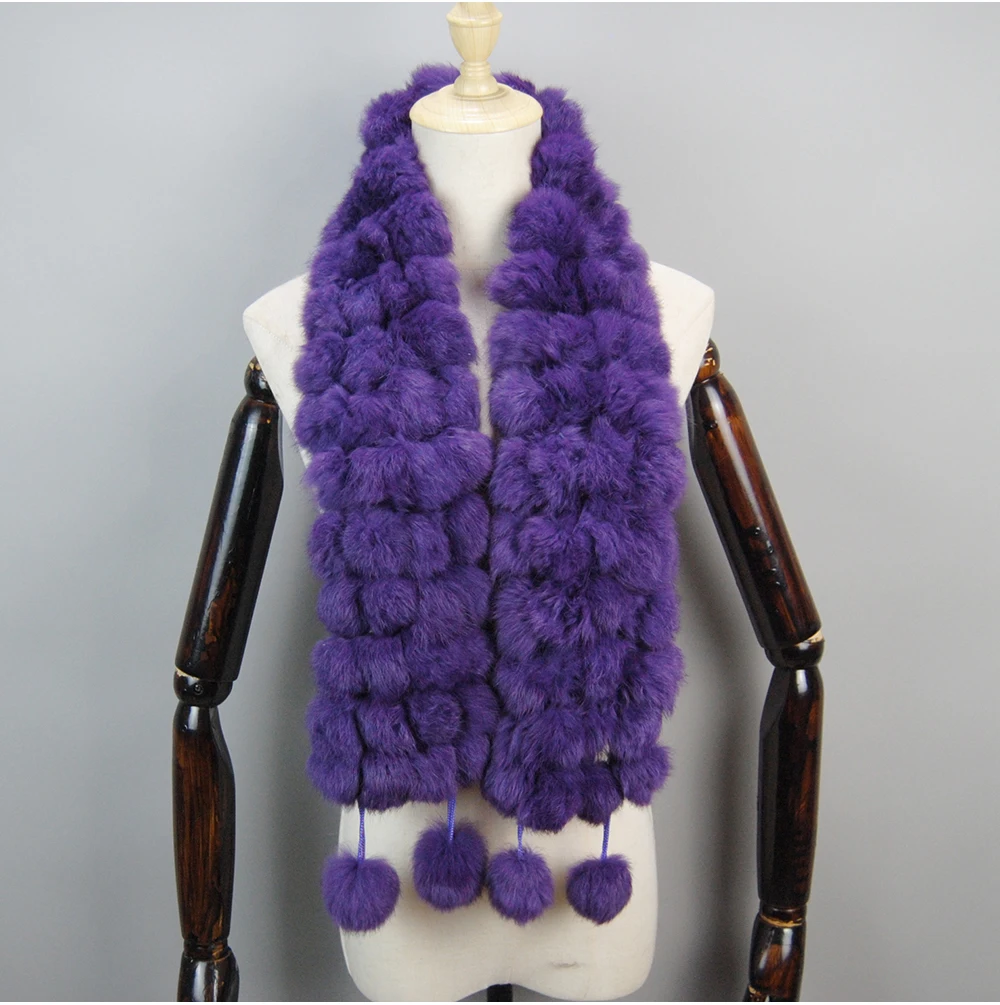 2025 Women Winter Warm Real Rabbit Fur Scarf Hot Sale Natural Rabbit Fur Muffler Lady 100% Genuine Fur Scarves Wholesale Retail