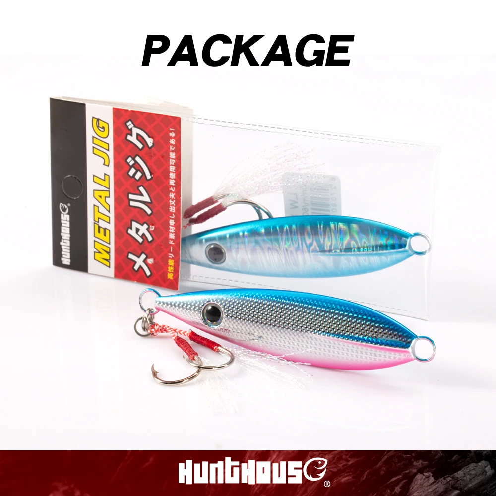 Hunthouse Trolling Jigging Fishing Lure Hard Bait 90mm/60g 105mm/100g Sinking Zinc Alloy Slow Jig Saltwater For Tuna Bass Tackle