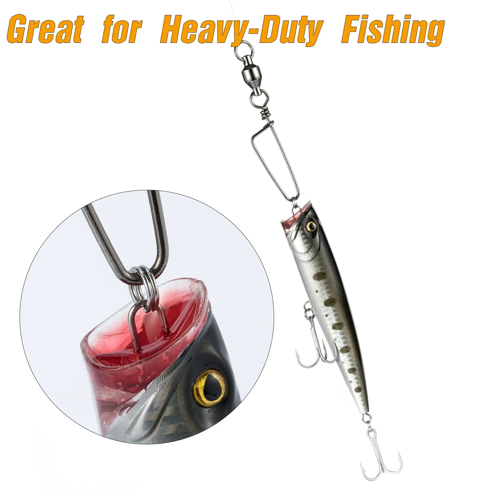 10/20pcs Fishing Swivels Snap Lock Rolling Ball Bearing Stainless Steel Saltwater Heavy Duty Hook Lure Rotating Connector