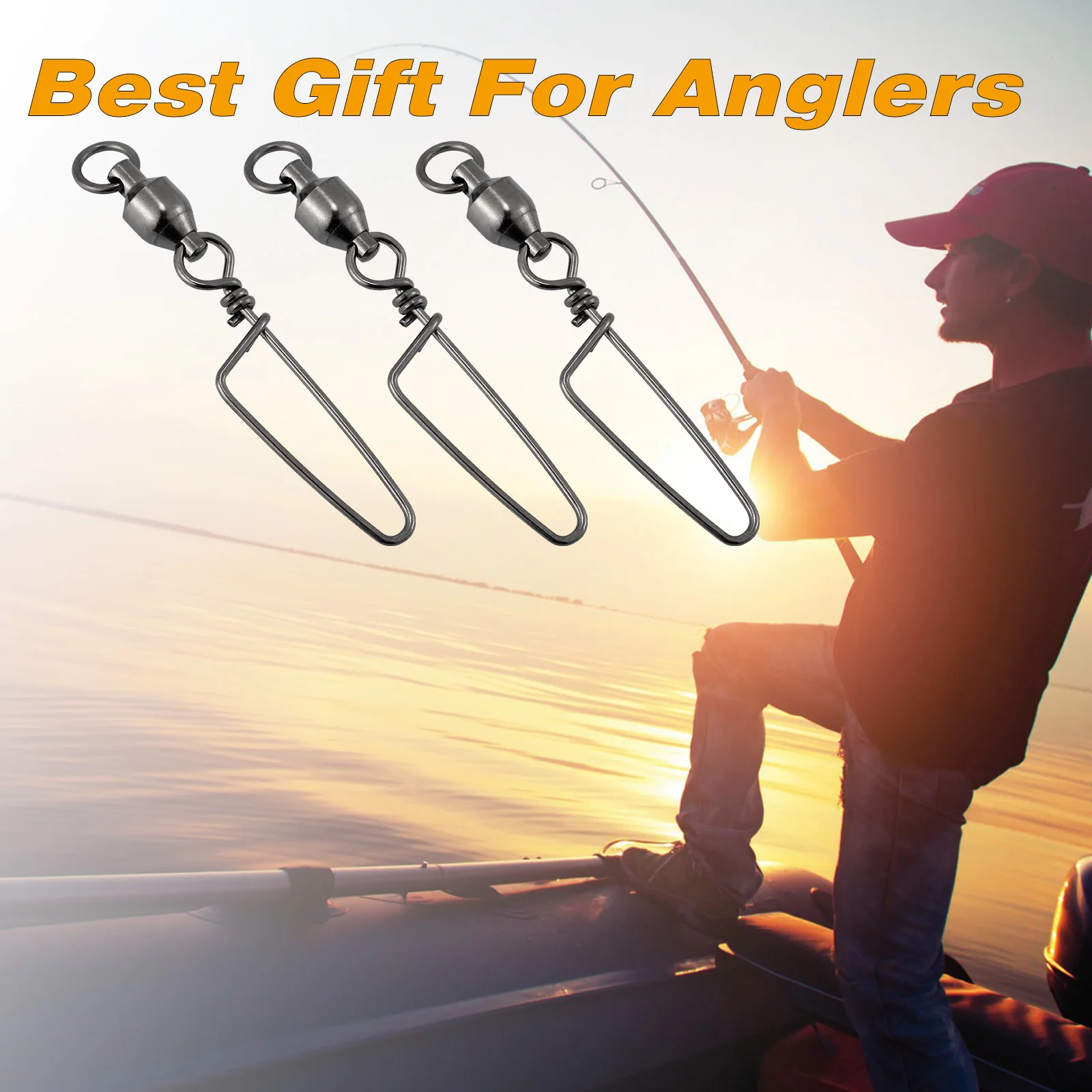 10/20pcs Fishing Swivels Snap Lock Rolling Ball Bearing Stainless Steel Saltwater Heavy Duty Hook Lure Rotating Connector