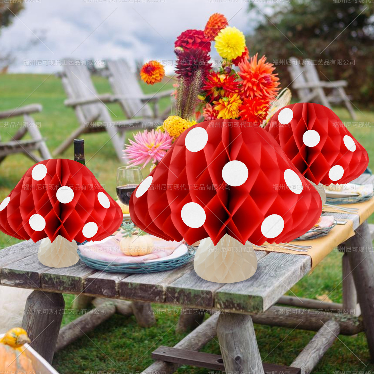 Mushroom Honeycomb Ball Woodland Animal Party Decoration Paper Flower Ball Kids Adults Happy Jungle Safari Birthday Party Decor