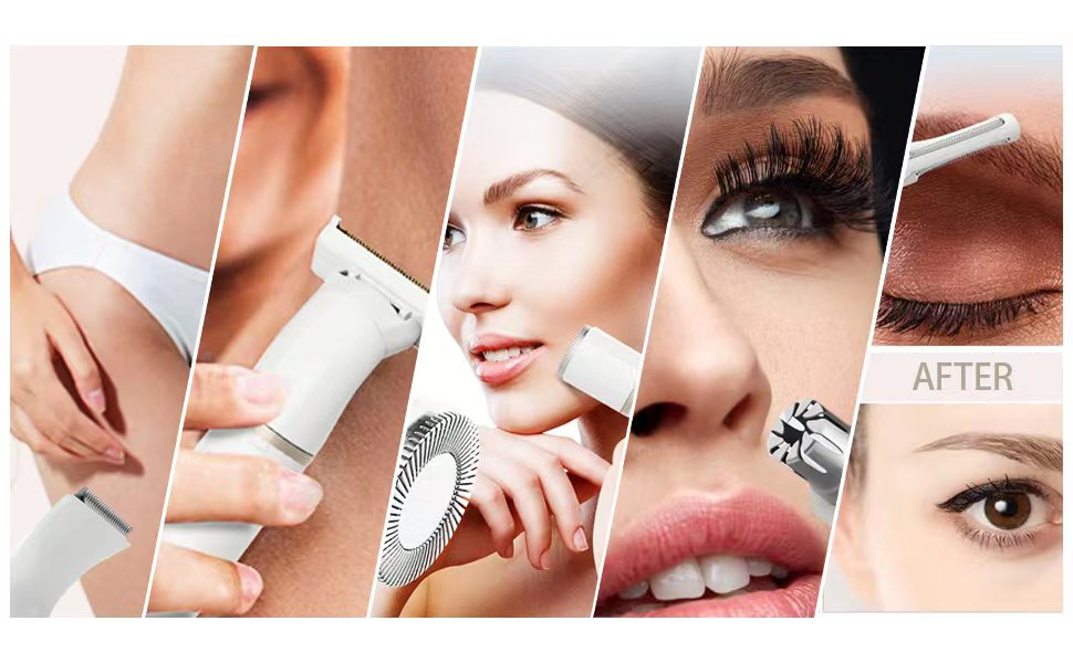 5 In 1 Electric Shaver for Women Painless Eyebrow Razor Bikini Trimmer Cordless Womens Body Shaver Facial Hair Remover Depilador