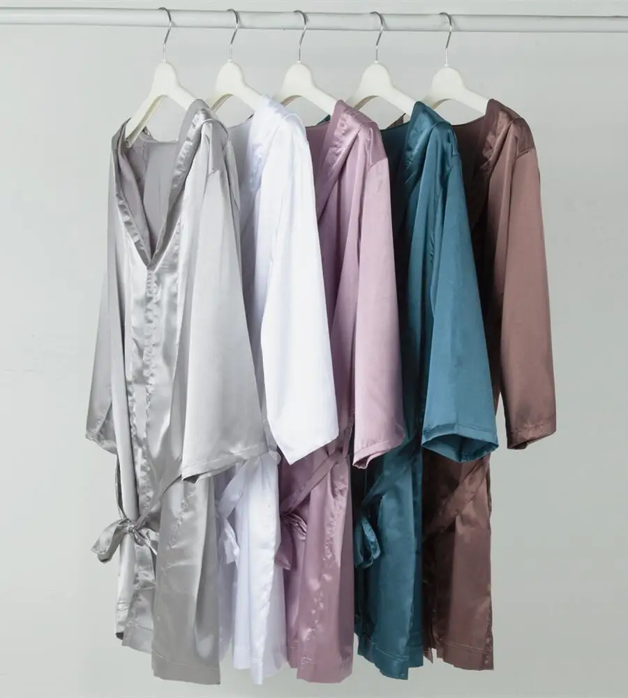 Sexy Sleepwear Men Robes Bathrobes Soft Silky Short Sleeve Nightgown Mens Homewear Dressing Gown Male Pajamas (No shorts)