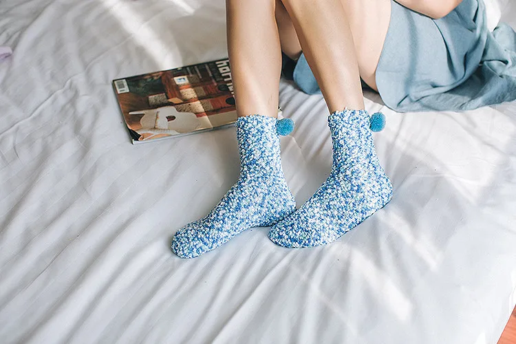 New Women Colourful Warm Thick Sock Cute Autumn Winter Lady Girl Middle Tube Floor Socks For Women