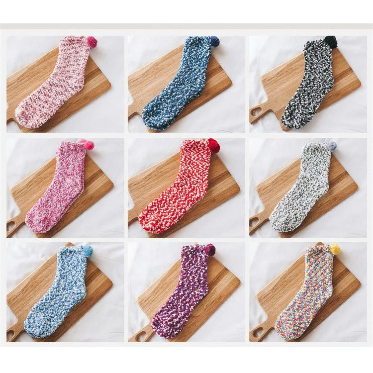 New Women Colourful Warm Thick Sock Cute Autumn Winter Lady Girl Middle Tube Floor Socks For Women