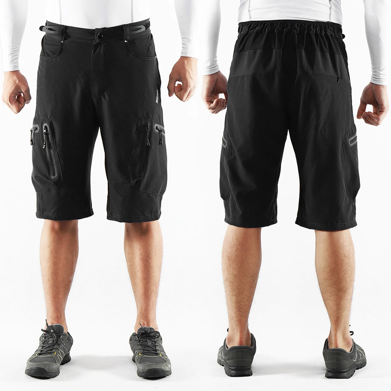 ARSUXEO Men's Cycling Shorts Bicycle Loose Fit MTB Downhill pants Outdoor Sport Clothing Reflective Training Seven Pants