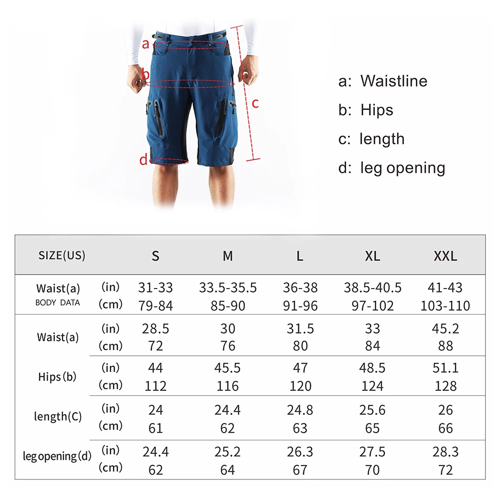 ARSUXEO Men's Cycling Shorts Bicycle Loose Fit MTB Downhill pants Outdoor Sport Clothing Reflective Training Seven Pants