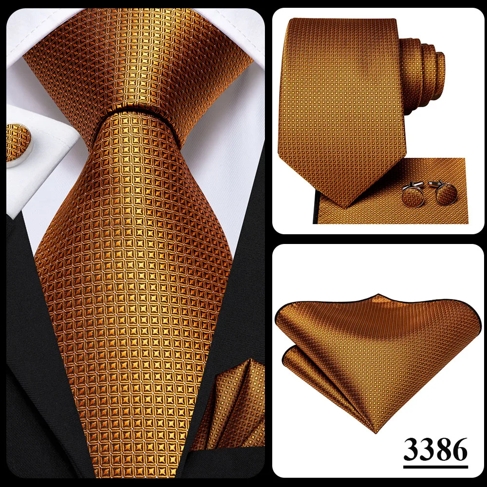Orange Grey Paisley 2026 New Fashion Brand Tie for Men Wedding Party Necktie Set Handky Cufflinks Gift Wholesale Hi-Tie Designer
