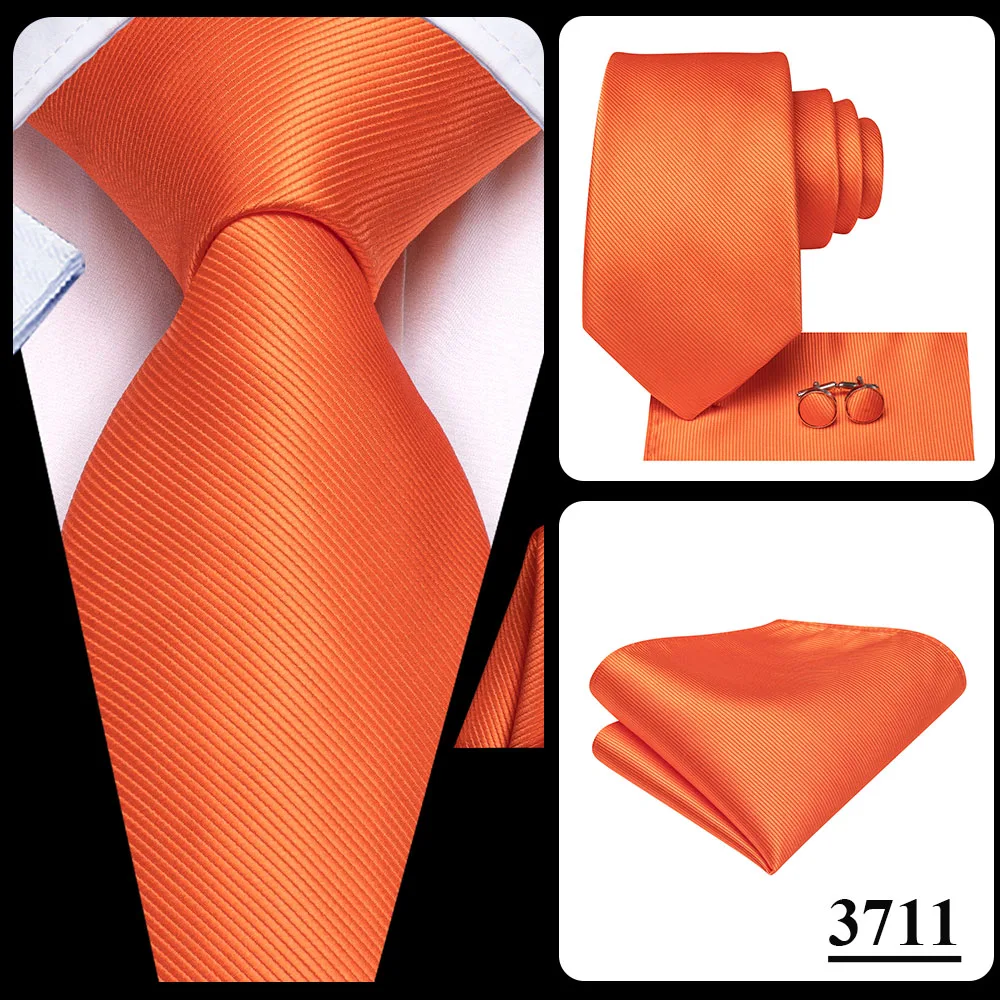 Orange Grey Paisley 2026 New Fashion Brand Tie for Men Wedding Party Necktie Set Handky Cufflinks Gift Wholesale Hi-Tie Designer