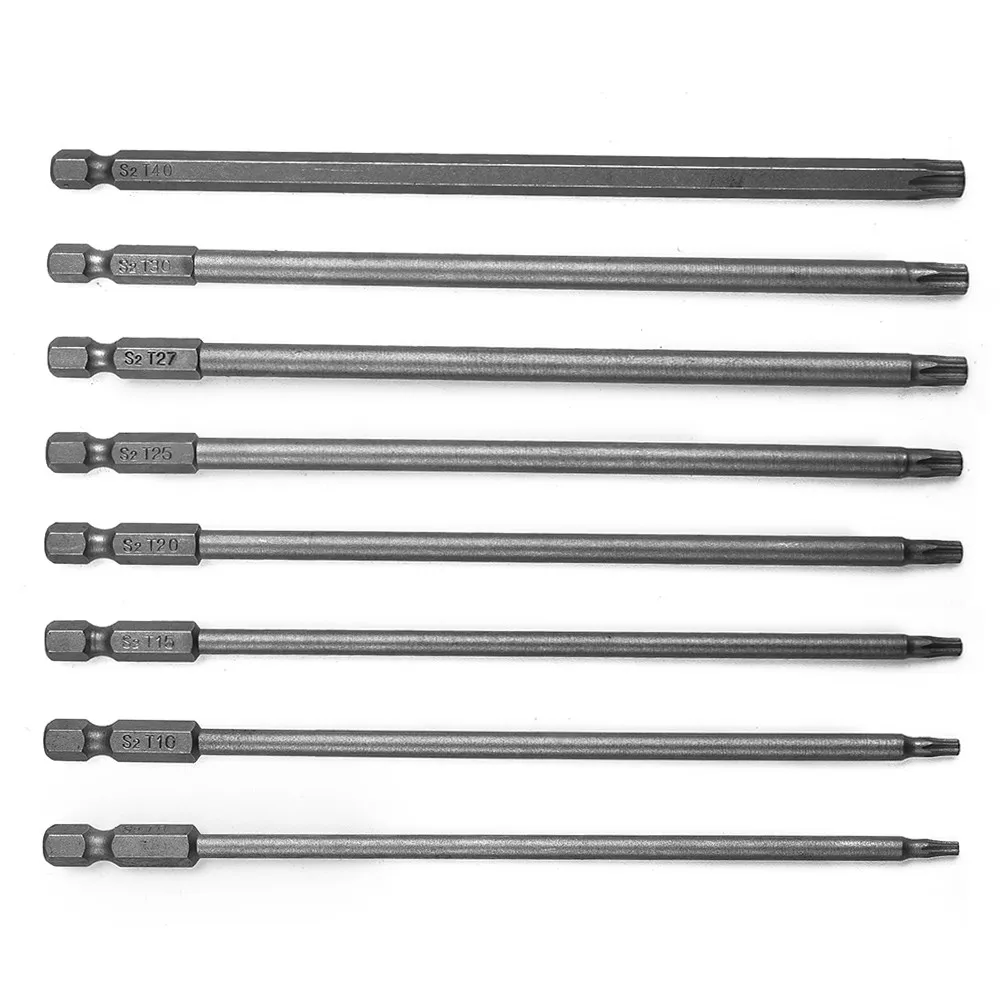 1PC 150mm Magnetic Torx Screwdriver Bits Set Screwdriver Head T8,T10,T15,T20,T25,T27,T30,T40 Tamper Proof Security Drill Bit Set