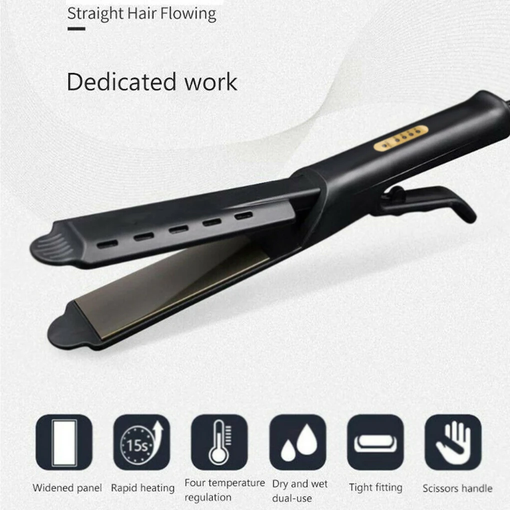 Hair Straightener Four-gear Temperature Adjustment Ceramic Tourmaline Ionic Flat Iron Hair Straightener For Women Widen Panel