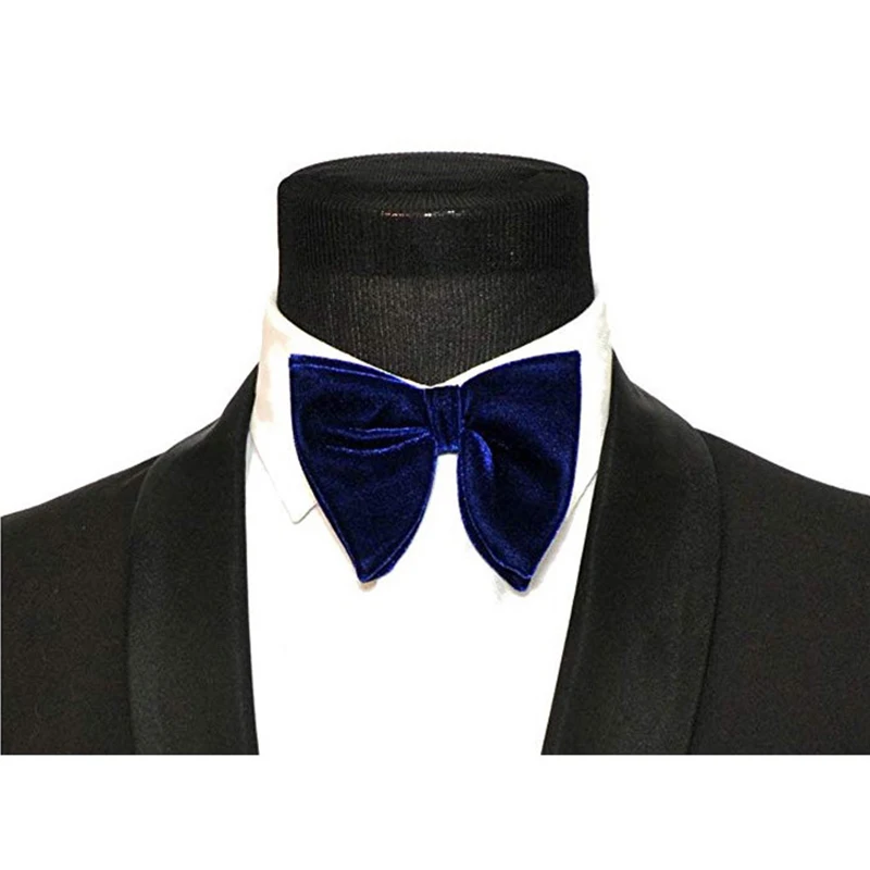 Fashion Velvet Big Bowties Set Women Men Solid Bow Tie Wedding Tuxedo Groom Oversize Bow Knot Pocket Square Cravats Cuff-links