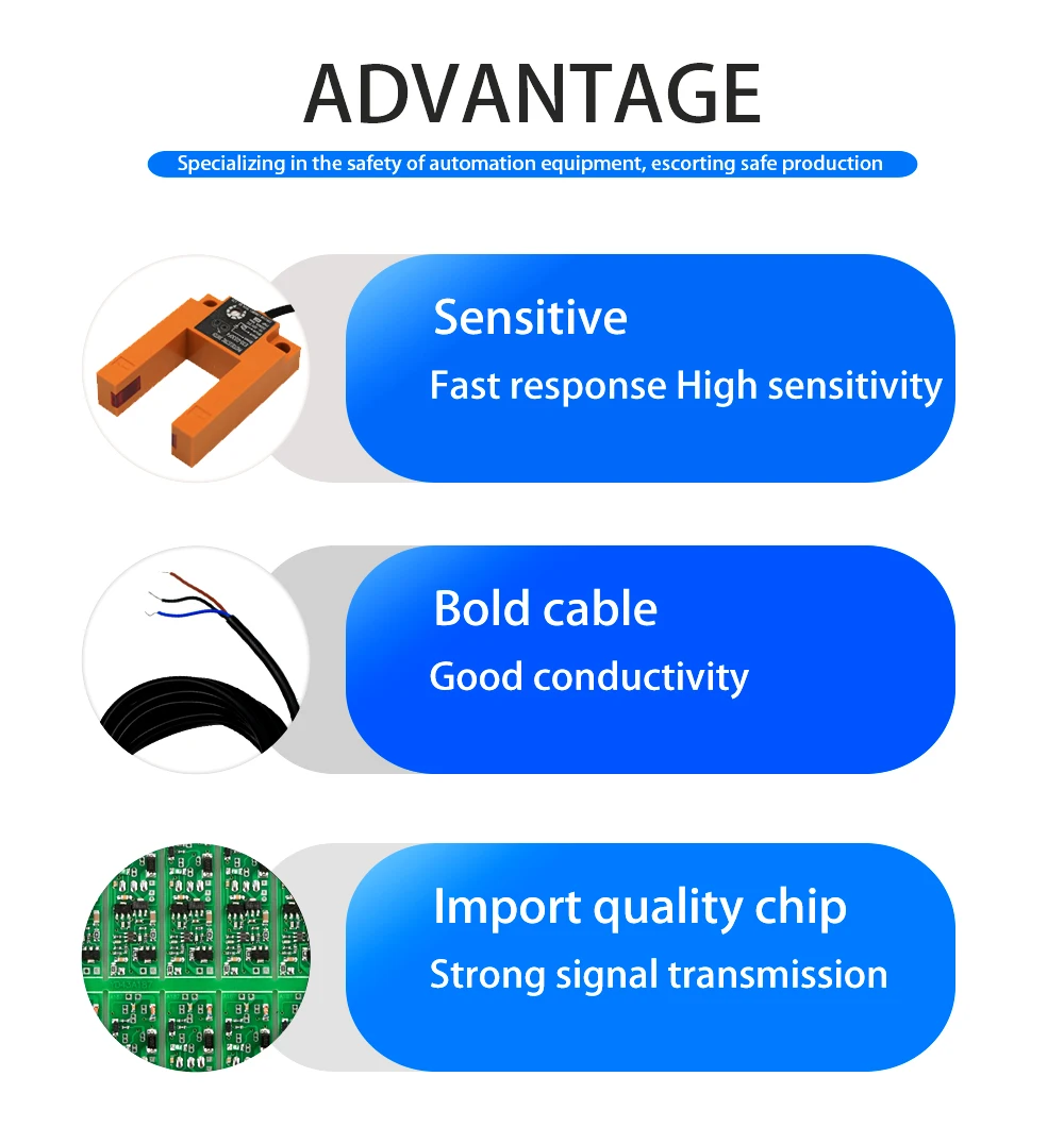 Infrared U-Slot Photoelectric Sensor E3S-GS30/E3S-GS15/E3S-GS7 DC 12-24V Proximity Switches Three-Wire NPN PNP Detection