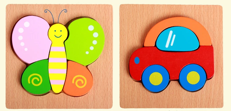 1pc Wooden Animal And Vehicle Puzzles For Toddlers, Boys And Girls Educational Toys Gift, Bright Color Different Shapes