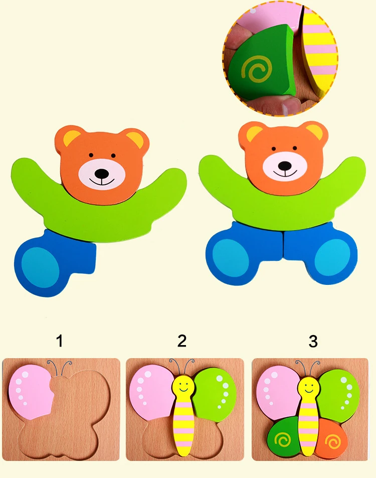 1pc Wooden Animal And Vehicle Puzzles For Toddlers, Boys And Girls Educational Toys Gift, Bright Color Different Shapes