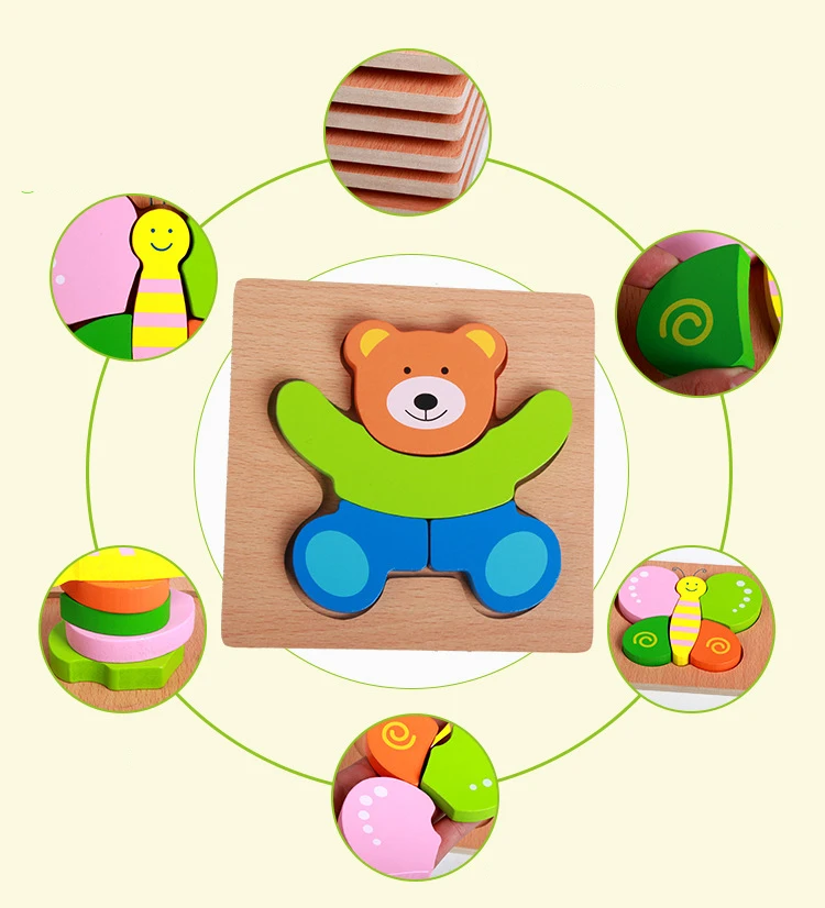 1pc Wooden Animal And Vehicle Puzzles For Toddlers, Boys And Girls Educational Toys Gift, Bright Color Different Shapes