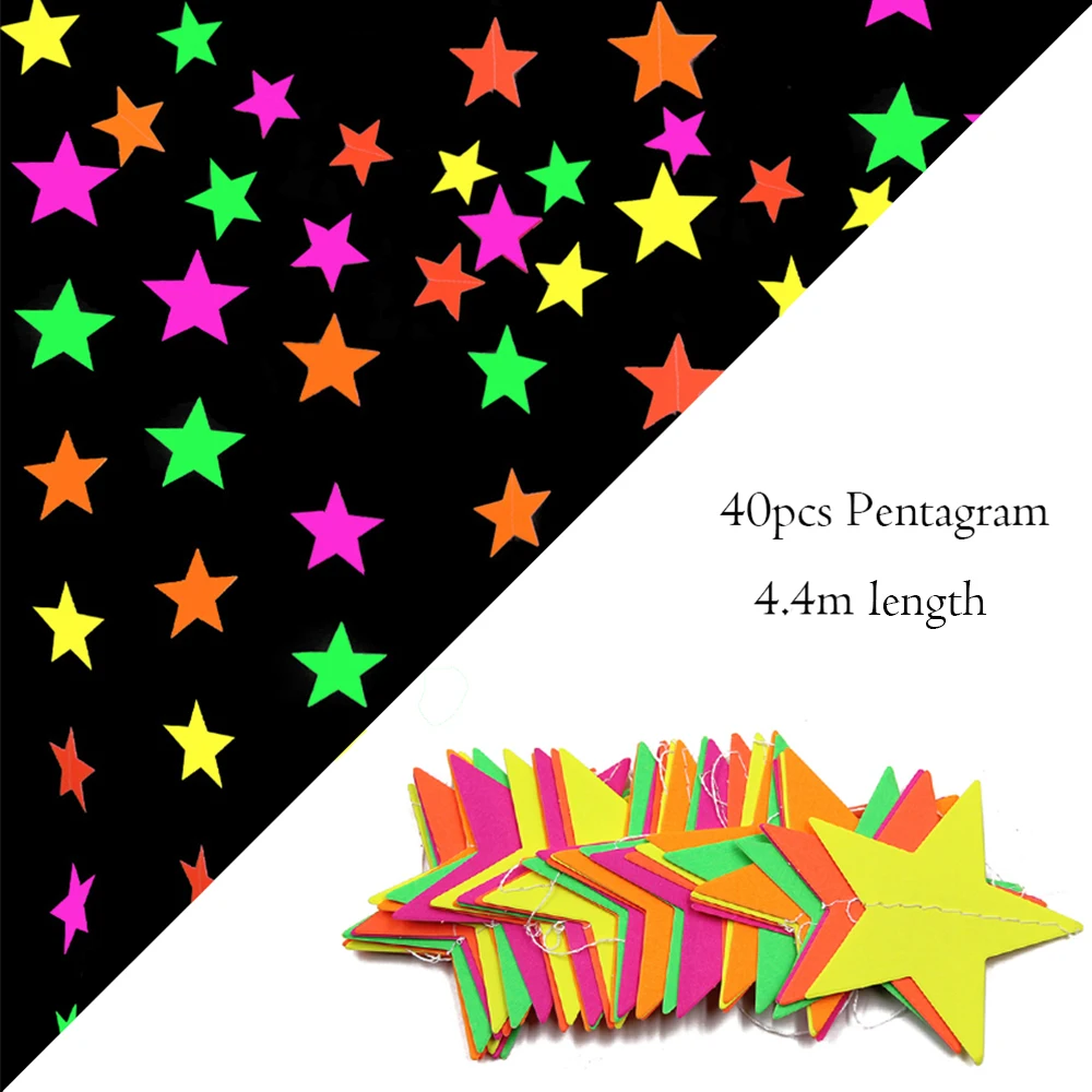 Neon Happy Birthday Banner Blacklight Party Supplies Glow in the Dark Birthday Banner Black Light Reactive UV Party Accessories