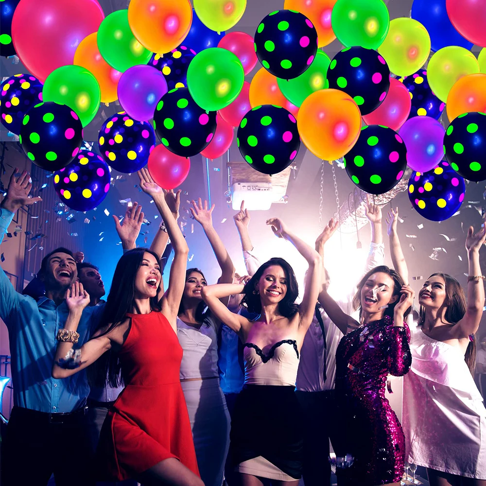 Neon Happy Birthday Banner Blacklight Party Supplies Glow in the Dark Birthday Banner Black Light Reactive UV Party Accessories