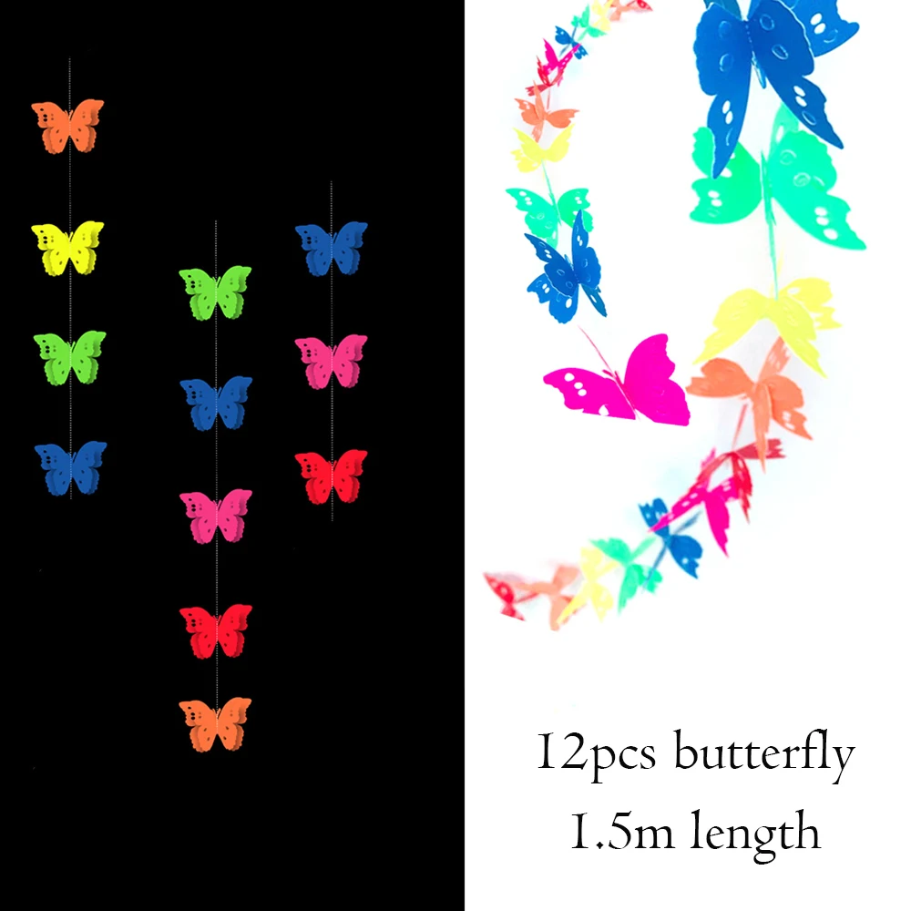 Neon Happy Birthday Banner Blacklight Party Supplies Glow in the Dark Birthday Banner Black Light Reactive UV Party Accessories